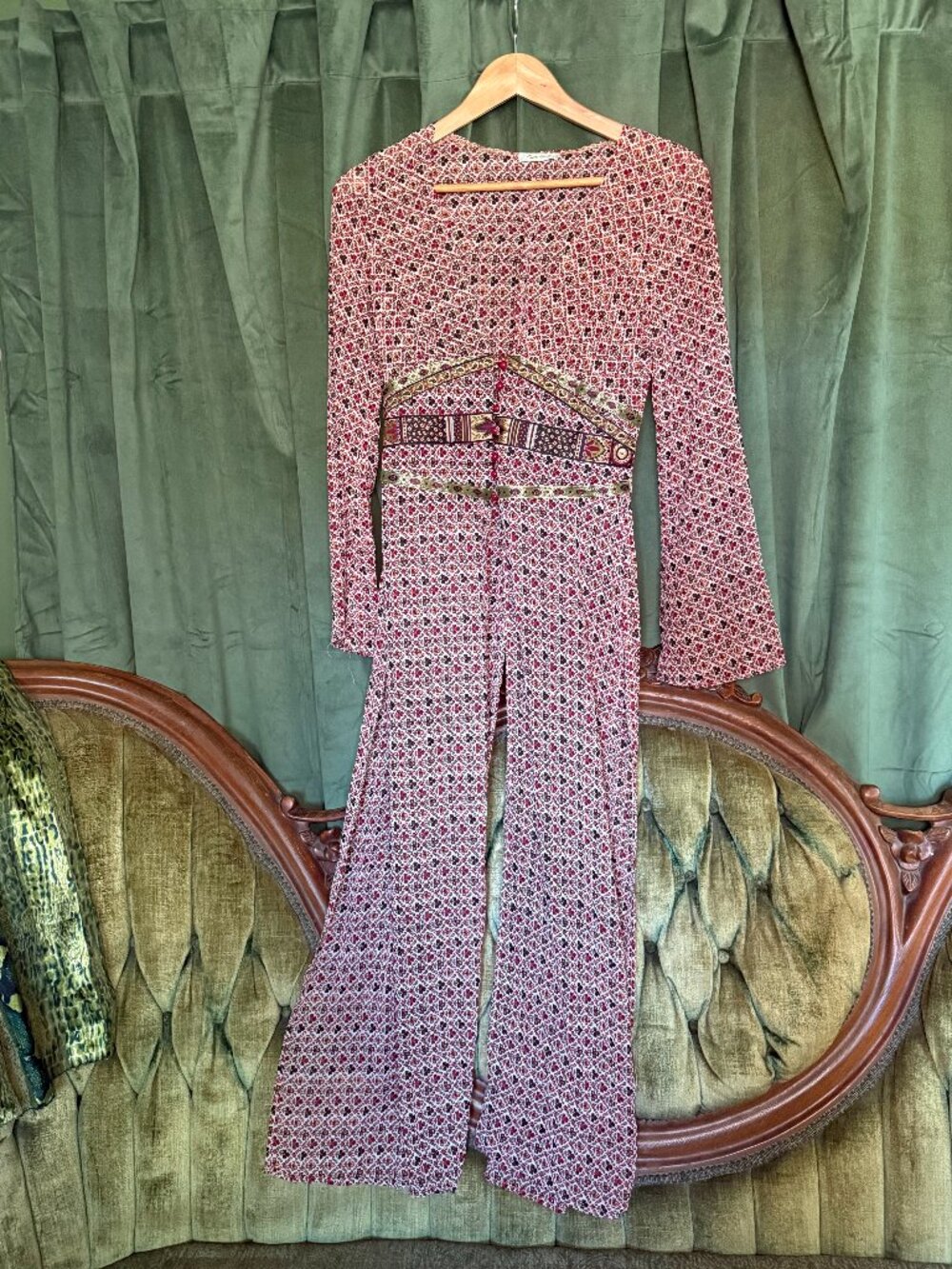 Sans Souci XS Floral Maxi Duster Bell Sleeve Boho Button Front